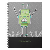 Happy Green Robot & Metal Springs Notitieboek (Voorkant)