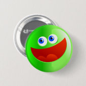 Happy Green Smilie Ronde Button 5,7 Cm (Voorkant /achterkant)