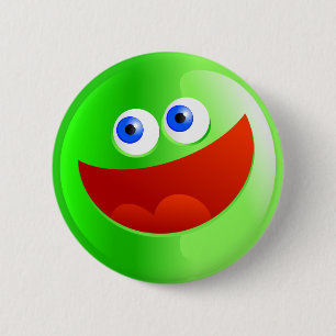 Happy Green Smilie Ronde Button 5,7 Cm