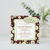 Happy Green Stippen Neutraal Baby shower Uitnodigi Kaart (Staand voorkant)