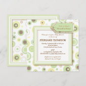 Happy Green Stippen Neutraal Baby shower Uitnodigi Kaart (Voorkant / Achterkant)