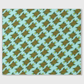 Happy Green Waterverf Ink Drawn Turtle Pattern Cadeaupapier (Vlak)