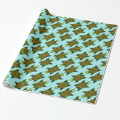 Happy Green Waterverf Ink Drawn Turtle Pattern Cadeaupapier (Uitgerold)