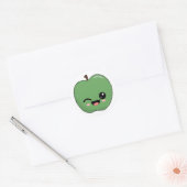 Happy Green Winking Apple Ronde Sticker (Envelop)