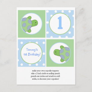 Happy Green Zee Turtles Cupcake Toppers Briefkaart
