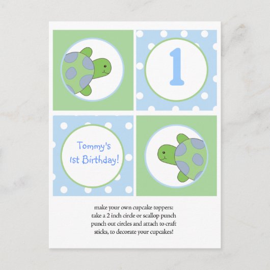 Happy Green Zee Turtles Cupcake Toppers Briefkaart (Voorkant)