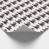 Happy Grey Hippo Holding Daisy, Schattigee liefdes Cadeaupapier (Hoek)