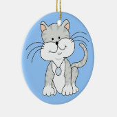Happy Grey Kat Keramisch Ornament (Rechts)