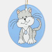 Happy Grey Kat Keramisch Ornament (Links)
