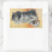 Happy Grey Long Haired Cat Afbeelding beroemd gema Rechthoekige Sticker (Tas)