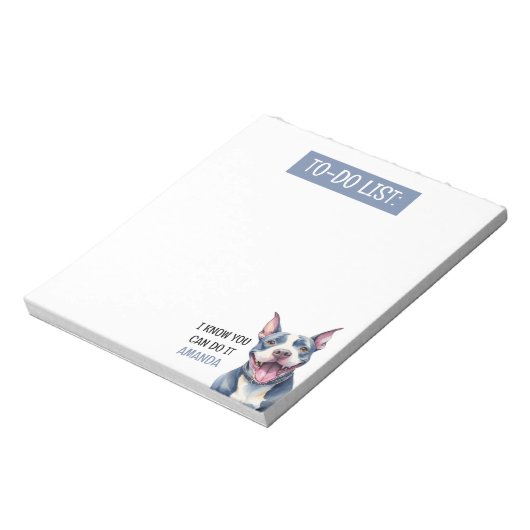 Happy Grey Pit Bull to Do Lijst Notitieblok (Linkerzijde)