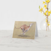 Happy Greyhound Dog Art Note Kaart (Gele Bloem)