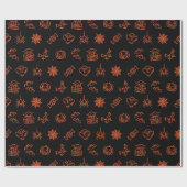 Happy griezelig Halloween patroon - Zwart Cadeaupapier (Vlak)