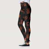 Happy griezelig Halloween patroon - Zwart en sinaa Leggings (Links)