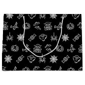Happy griezelig Halloween patroon - Zwart en wit Groot Cadeauzakje (Voorkant)