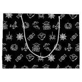 Happy griezelig Halloween patroon - Zwart en wit Groot Cadeauzakje (Achterkant)