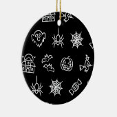 Happy griezelig Halloween patroon - Zwart Keramisch Ornament (Rechts)