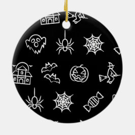 Happy griezelig Halloween patroon - Zwart Keramisch Ornament