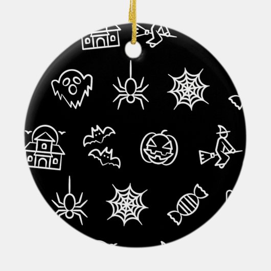 Happy griezelig Halloween patroon - Zwart Keramisch Ornament (Achterkant)