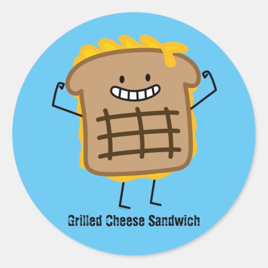 Happy Grilled Cheese Sandwich Ronde Sticker (Voorkant)