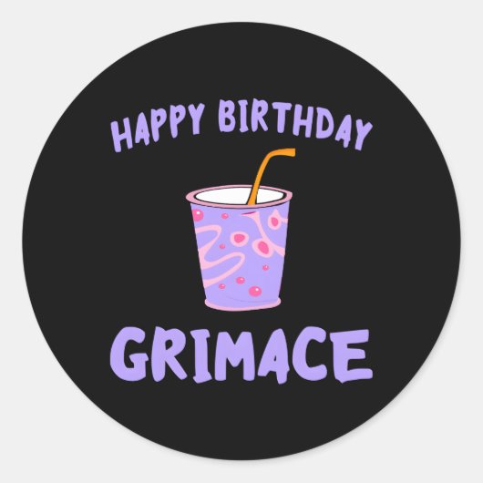 Happy Grimace Paarse Milkshake Hbd Ronde Sticker (Voorkant)
