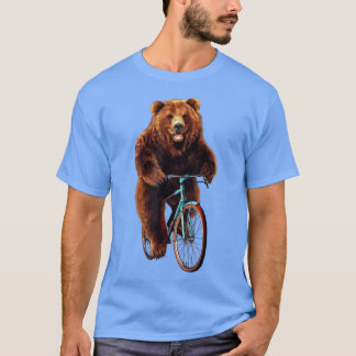 Happy Grizzly Bear Cycling, Mountain Bike Bicycle  T-shirt