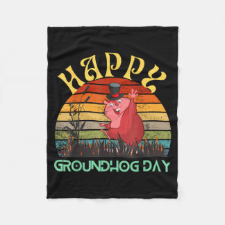 Happy Groundhog Day 2023 Lovers Costume Funny Grou Fleece Deken
