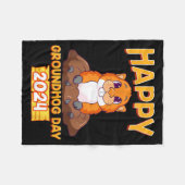 Happy Groundhog Day 2024 Woodchuck Weather Meteoro Fleece Deken (Voorkant (Horizontaal))