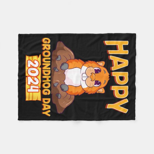 Happy Groundhog Day 2024 Woodchuck Weather Meteoro Fleece Deken (Voorkant (Horizontaal))