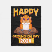 Happy Groundhog Day 2024 Woodchuck Weather Meteoro Fleece Deken (Voorkant)