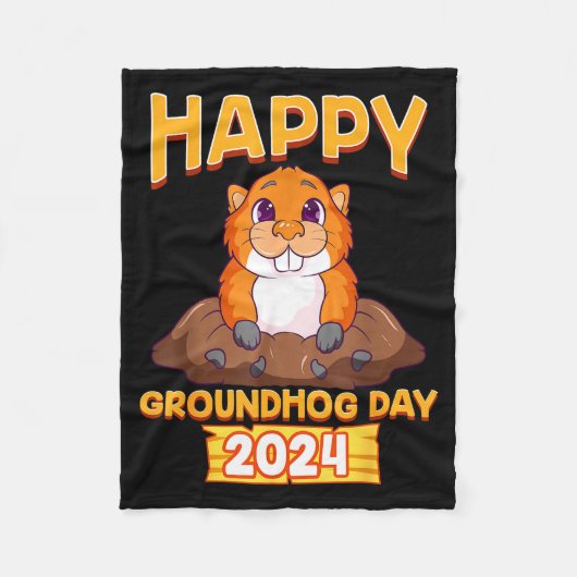Happy Groundhog Day 2024 Woodchuck Weather Meteoro Fleece Deken (Voorkant)