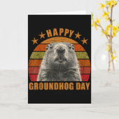 Happy Groundhog Day 2025 Decorations Humorous Retr Kaart (Gele Bloem)