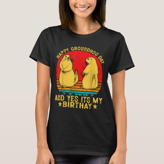 Happy Groundhog Day 2025 Funny Retro Marmot Lover T-shirt (Voorkant)