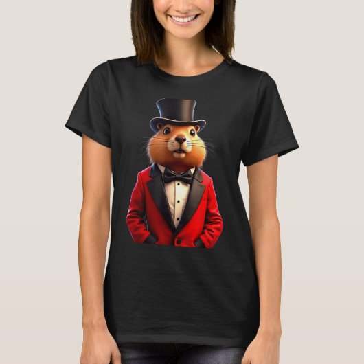 Happy Groundhog Day 2025 Groundhog Gentleman Hat _ T-shirt (Voorkant)