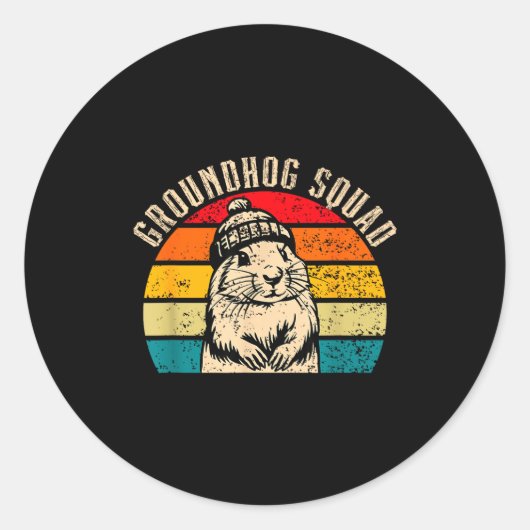 Happy Groundhog Day 2025 Groundhog Squad Woodchuck Ronde Sticker (Voorkant)