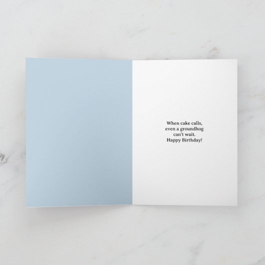 Happy Groundhog Day Birthday Groundhog with Cake Kaart (Binnen)