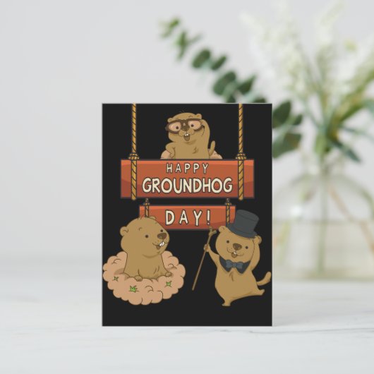 Happy Groundhog Day Briefkaart (Staand voorkant)