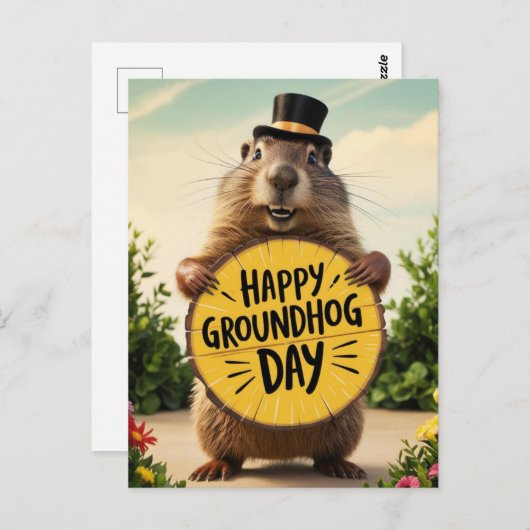 Happy Groundhog Day Briefkaart (Voorkant / Achterkant)