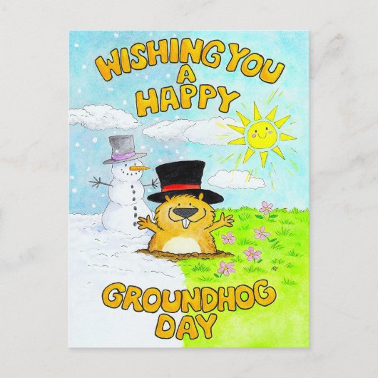 Happy Groundhog Day Briefkaart (Voorkant)