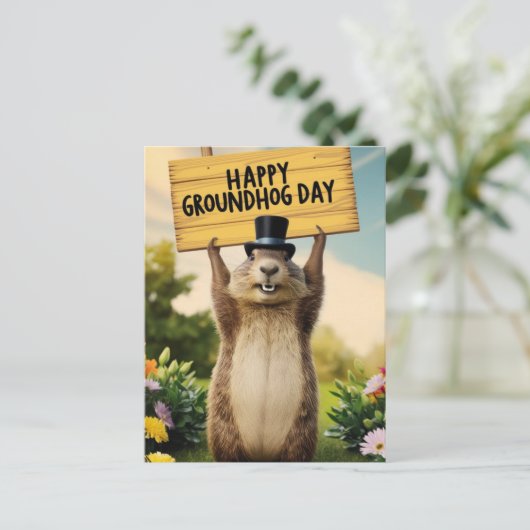 Happy Groundhog Day Briefkaart (Staand voorkant)