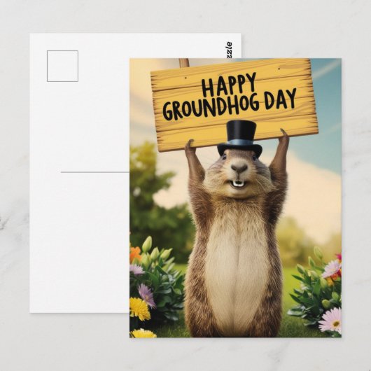Happy Groundhog Day Briefkaart (Voorkant / Achterkant)