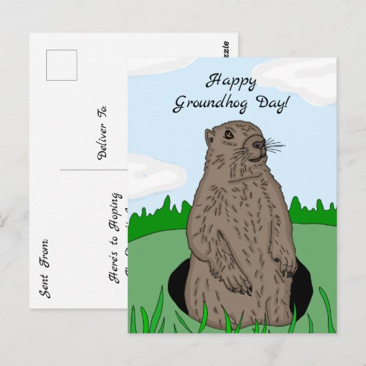 Happy Groundhog Day Briefkaart (Voorkant / Achterkant)