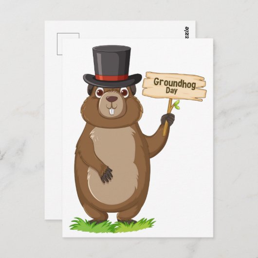 Happy Groundhog Day Briefkaart (Voorkant / Achterkant)
