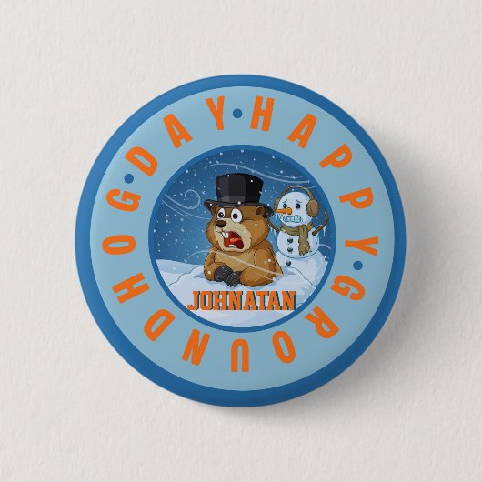 Happy Groundhog Day Custom Name Funny Ronde Button 5,7 Cm (Voorkant)