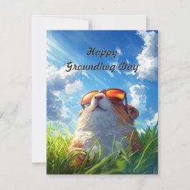 Happy Groundhog Day Cute Colorful Holiday Card Feestdagenkaart
