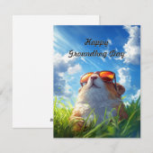 Happy Groundhog Day Cute Colorful Holiday Card Feestdagenkaart (Voorkant / Achterkant)