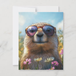 Happy Groundhog Day Cute Colorful Woodchuck  Feestdagenkaart