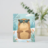 Happy Groundhog Day Cute Colorful Woodchuck Feestdagenkaart (Staand voorkant)