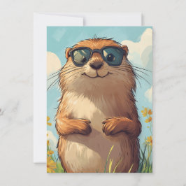 Happy Groundhog Day Cute Colorful Woodchuck  Feestdagenkaart