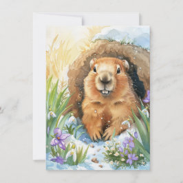 Happy Groundhog Day Cute Colorful Woodchuck  Feestdagenkaart